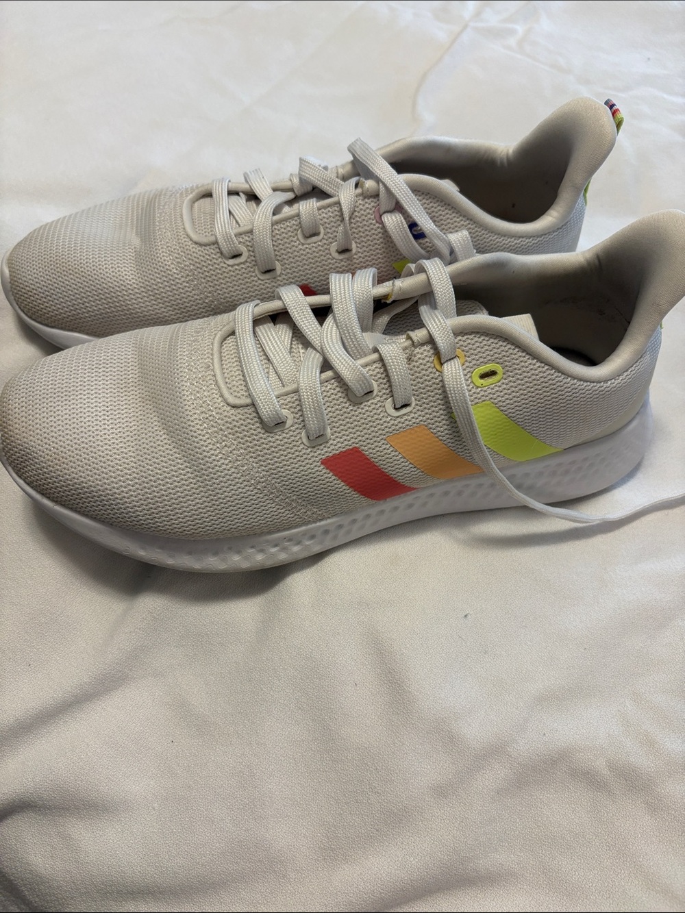 adidas “Love United” White Sneakers with rainbow stripes Size 11